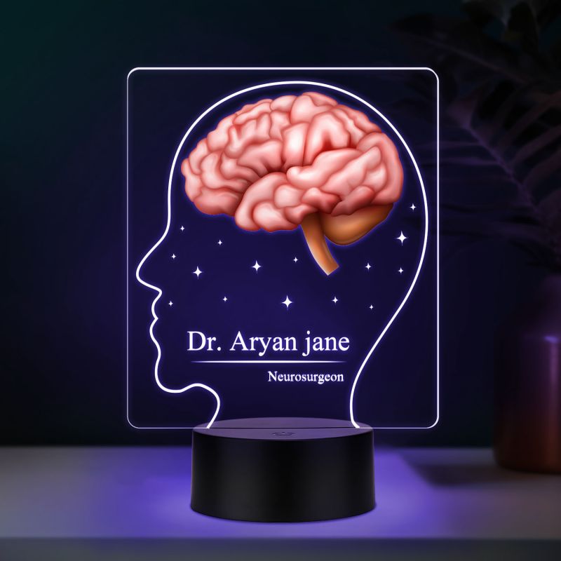 Personalized Neurosurgeon LED Night Light, Brain Design, 3D Illusion Lamp with Multicolored Light Gift for Gift for Neurologist, Psychology Student, Psychologist